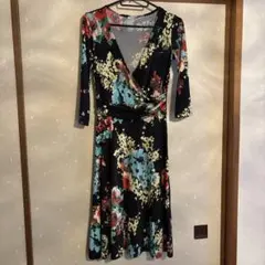 【SALE】TOUCH9花柄 長袖 ひざ丈ワンピース