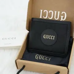新品未使用品　箱付き　GUCCI グッチ　二つ折り財布　GG柄　ブラック　現行品