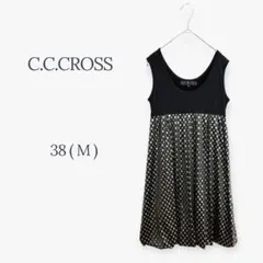 C.C.CROSS ワンピース ノースリーブ ドット モノトーン 夏素材 黒 M