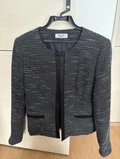 ツイード風ジャケット 13号ブラック系