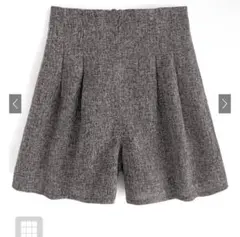 ツイード　グレー プリーツ ショートパンツ