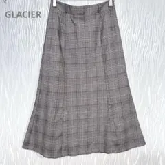 グラシア　グレー系チェック フレアスカート ひざ丈