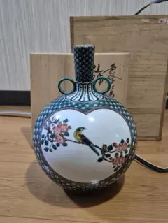 l*a様 三井為吉 造 色絵花鳥 飾壺　九谷焼　花器　花入