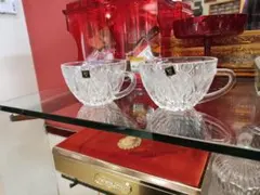 カガミクリスタルガラス ティーカップ 2個セット ビンテージ 昭和レトロ