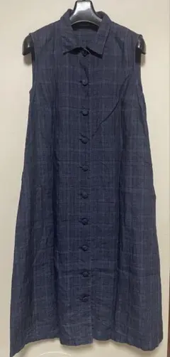 Mademoiselle NON NON ノースリーブシャツワンピ チェック柄