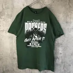 B2564古着　Tシャツ バックプリント　緑　90s Y2K