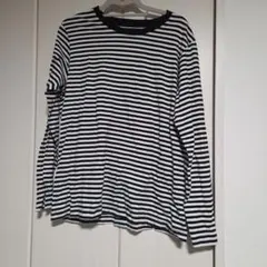 無印良品　クルーネック長袖Tシャツ XLサイズ 黒白ストライプ