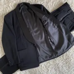 【極美品】Domon　タキシードスーツセットアップ　ブラックフォーマル　Lサイズ