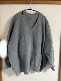 グレー Vネック オーバーサイズセーター