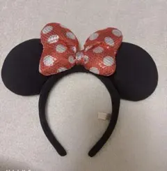 ミニーマウス カチューシャ 赤スパンコール