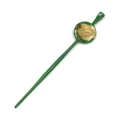 ☆新品未使用☆Ｂ級品キズ有り緑系花模様かんざし