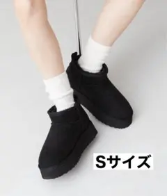 オリエンタルトラフィック 厚底ムートンショートブーツ ブラック Sサイズ