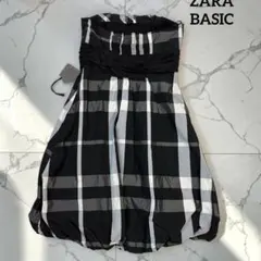 ZARA BASIC ビスチェバルーンミニワンピース チェック柄のサムネイル