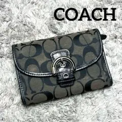 COACH コーチ 二つ折り財布 シグネチャー ブラックのサムネイル