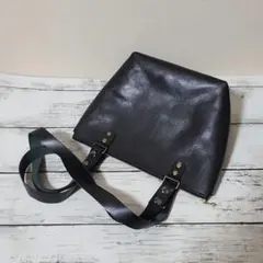 ハンドメイド工房】ダークグリーン レザー ハンドバッグ - メルカリ