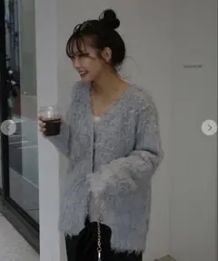 Aimeine シャギーモヘヤカーディガン　エメイン