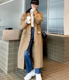 新品　javaコラボベージュオーバーサイズロングコート♪