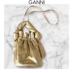 23AW GANNI Occasion ゴールド 巾着　ショルダーバッグ　金色のサムネイル