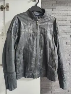 未使用級/希少XL ランバンコレクション　レザージャケット　チャコールグレー 怪物級逸品 未使用級 50万「LANVIN/ランバン」コレクション 最