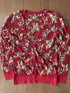 花*ぎ様 ピンクハウス　お花モチーフ付き透かし編みカーディガン