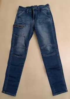 ストレッチデニム ワークパンツ ダークブルー　裏起毛