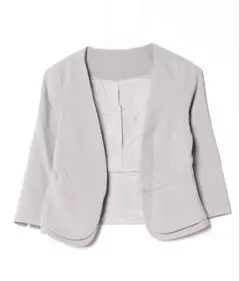 DRESS STAR ペプラムジャケット風ボレロ グレー S パーティー