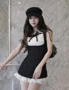 Darich クラシカルドッキングフリルミニワンピース