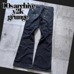 00s archive flare black denim damage y2k
