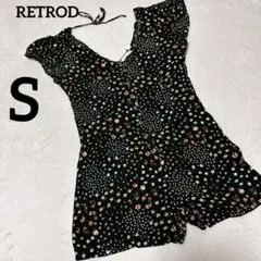 RETROD 花柄ショートオール 黒