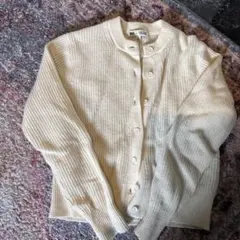 UNIQLO アイボリー リブ編み カーディガン