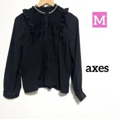 axes 黒 フリルレース長袖シャツ ブラウス