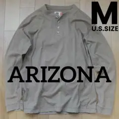 ヴィンテージUS古着 アリゾナブラウンヘンリーネックTシャツ長袖綿マーブル釦 茶