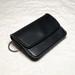 栃木レザー キーリング ミニ財布 本革 コンパクト財布 黒 メンズ レディース
