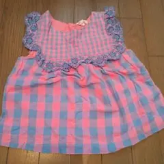 チェック柄チュニック ピンクと青
