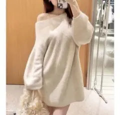 snidel ラクーンミニニットワンピース　アイボリー