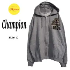 Champion　フーディー　スウェット　ジップパーカー　灰　メンズＬ