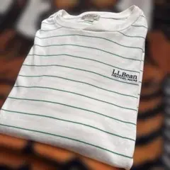 L.L.Bean ボーダー長袖カットソー ホワイト×グリーン L
