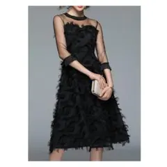 大幅値下げ 1週間限定 エレガントなブラックパーティードレス