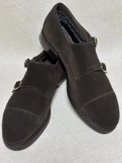 Santoni サントーニ ダブルモンク スエード シューズ UK5 黒 - メルカリ