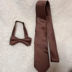 ブラウン ドット柄 ボウタイ 蝶ネクタイ セット