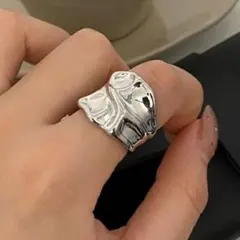 ワイド リング 指輪 シルバー 925 刻印 歪み ごつめ 幅広 オープンリング