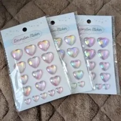 デコレーションシール　ハート型シール 3色セット