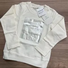 【branshes】新品　箔プリント長袖トレーナー　アイボリー サイズ110