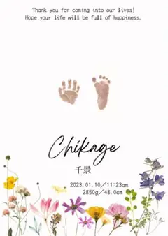 2枚セット】手形足形ポスター　命名書　お七夜　命名ポスター　誕生日ポスター