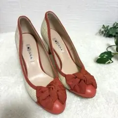 DIANA リボン付きオレンジハイヒール24cm