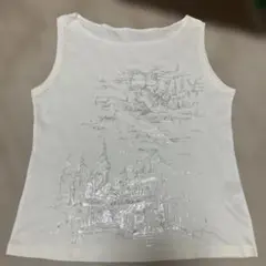 ホワイトタンクトップ 銀色プリント