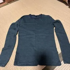 UNIQLOストライプ 長袖 Tシャツ ダークグリーン