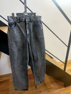 gu コクーンシルエット デニム ジーンズ L ブラック 黒 ウォッシュ