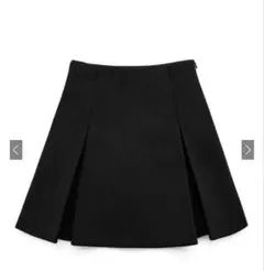 新品タグ付き GRL インパン裏地付ボックスプリーツフレアミニスカート 黒