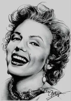 4800円値引き！マリリン鉛筆画原画！